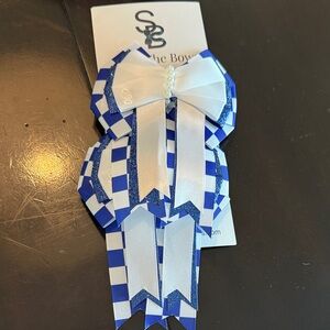 Show the bows girls blue and white checkered equestrian show bows!